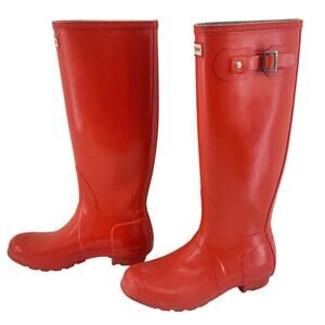 Hunter Orange Rubber Knee High Rain Boots Women's Size 8 Preowned